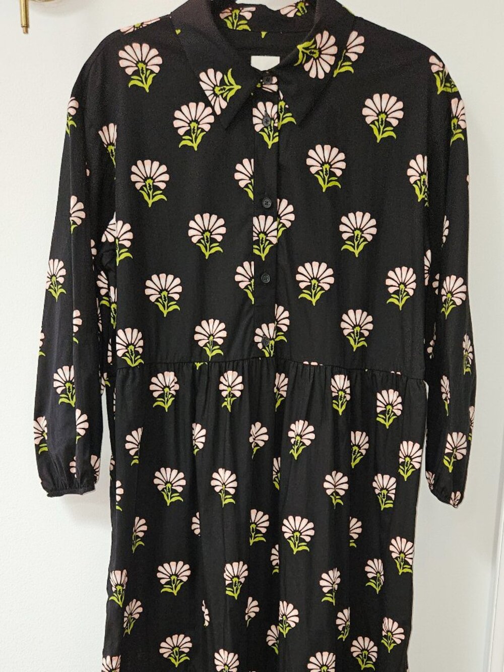 Maeve Button-up Floral Black Maxi Dress